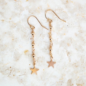 14k Gold Filled Star Dangle Earrings, Minimalist Gold Earrings, Gold Drop Earrings, Star Earrings, Star Drop Earrings,Christmas Gift For Her