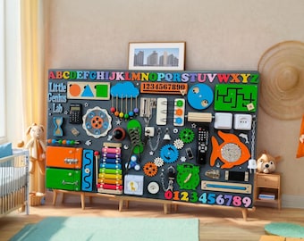 Montessori Busy Board: Sensory Activity Board, Motor Skills Toy