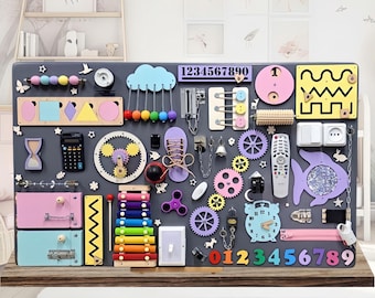 Personalized Montessori Busy Board: Toddler Sensory Activity Center
