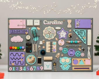 Custom Montessori Busy Board: Personalized Wooden Sensory Toy