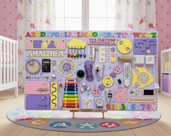 Personalized Montessori Busy Board: Toddler Sensory Activity Center