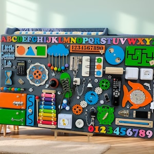 Personalized Montessori Busy Board: First Birthday Gift, Sensory Activity