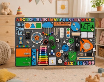 Toddler Montessori Busy Board | Handmade Wooden Sensory Toy for Kids