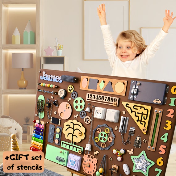 LARGE Montessori Busy Board: Personalized Sensory Learning Toy