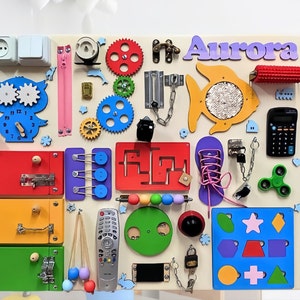 Busy Board, Sensory board, Montessori activity board, Wooden Toddler Toys, Busy Board 1 Year Old, Busy board toddler, Colorful sensory toy