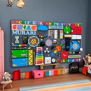 Personalized Montessori Busy Board: Sensory Activity Toy, First Birthday Gift