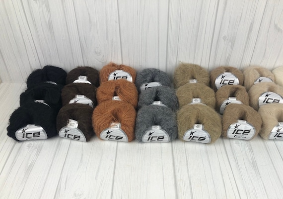 Kid Mohair blend Yarn, Weight 1 super Fine, 30gr, 250m, Knitting Needles  Us0-3/2,3mm, Hook 1-3mm, Baby Alpaca blend Superfine 