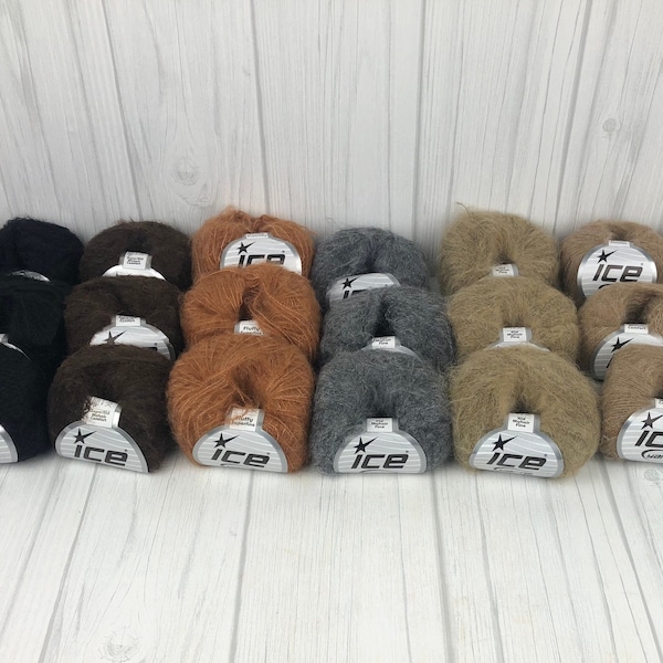 Kid Mohair (blend) yarn, weight 1 (super fine), 30gr, 250m, knitting needles US0-3/2,3mm, hook 1-3mm, Baby Alpaca (blend)  Superfine