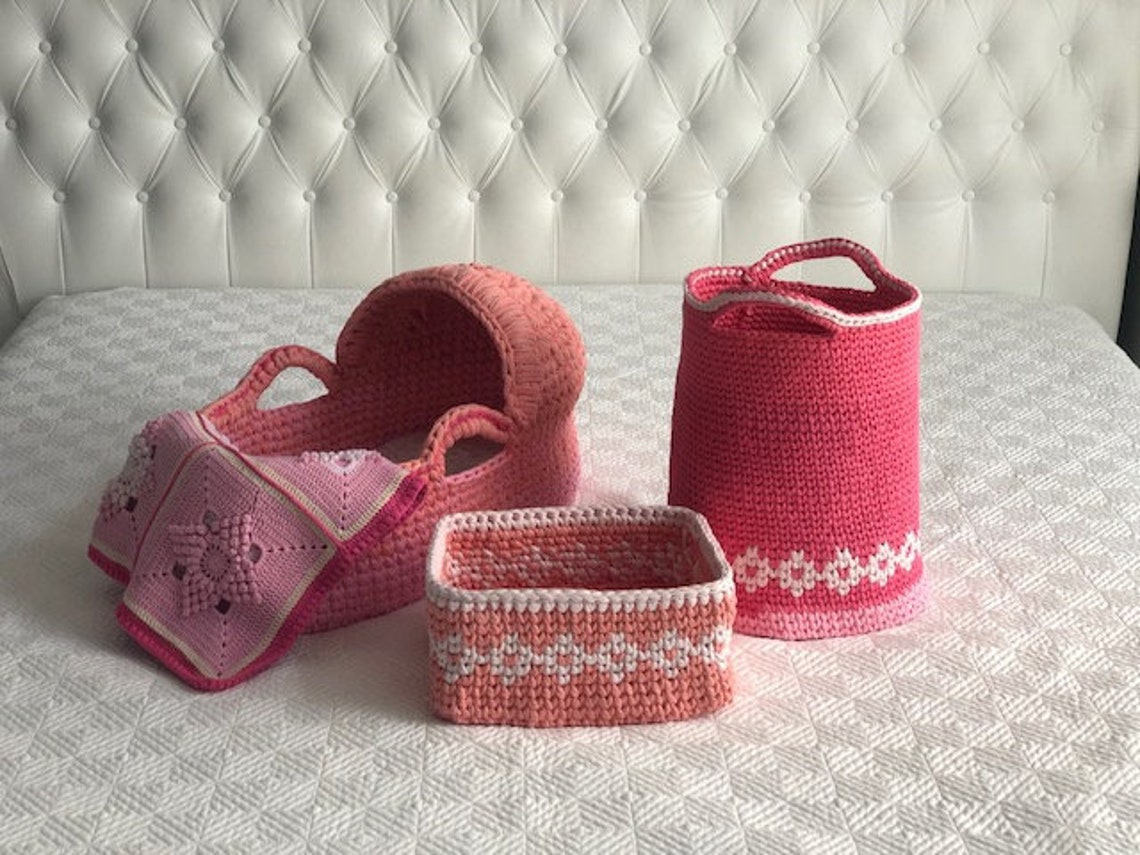 Baby Moses Basket Blanket Crochet Pattern Laundry Basket Etsy