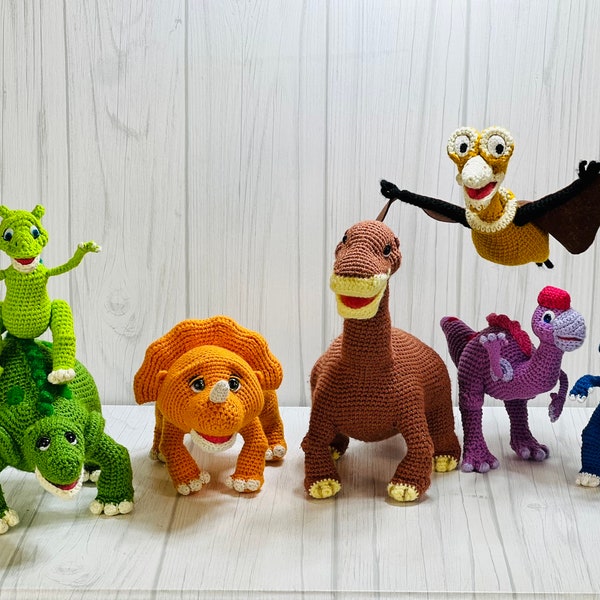 Dinosaurs crochet pattern, Bundle of 7 crochet pattern, dinosaur crochet pattern, dino crochet pattern