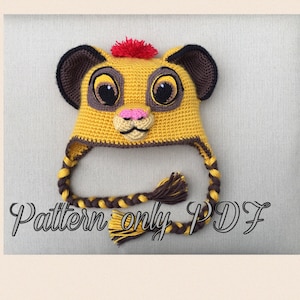 Lion  hat crochet pattern PDF.