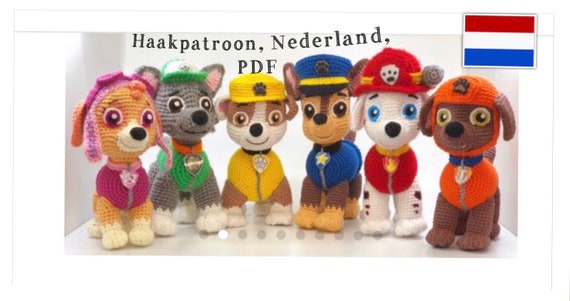 Rahmen hækleopskrifter paw patrol Fußpolster Süchtig