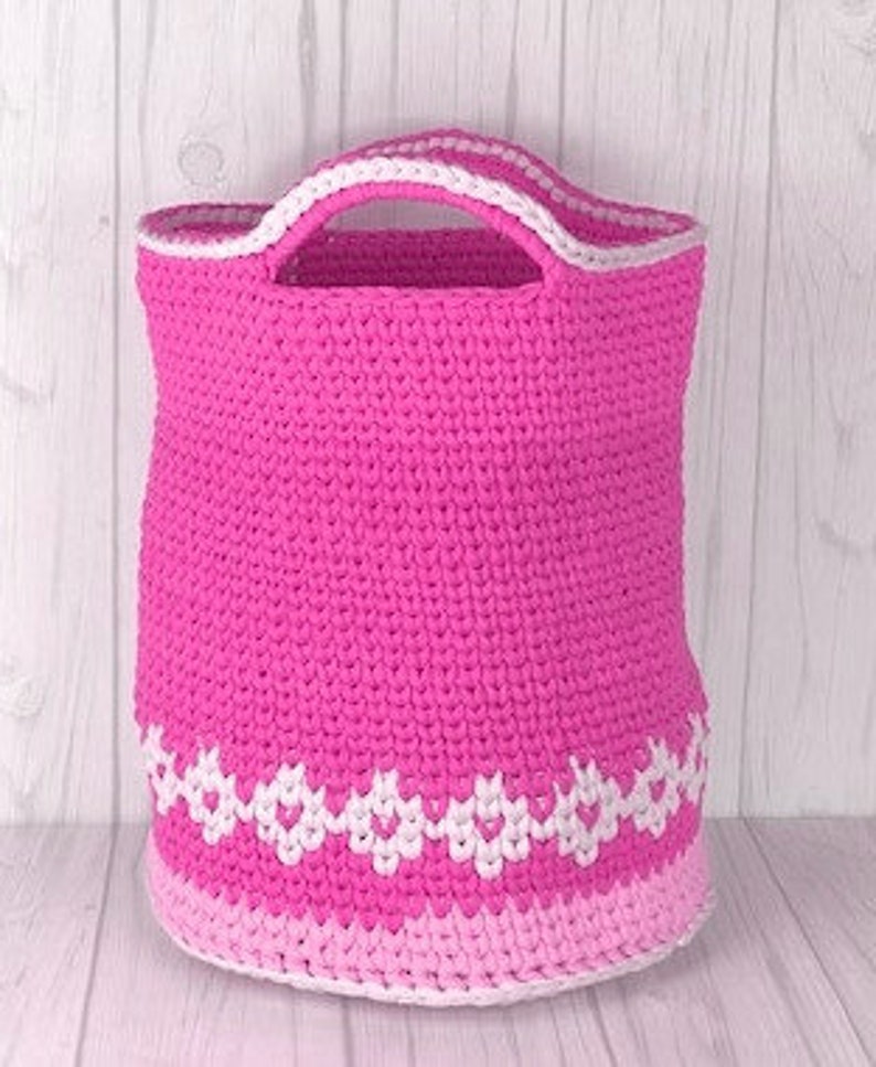 Laundry Basket Crochet Pattern Crocheted Round Basket Basket Etsy
