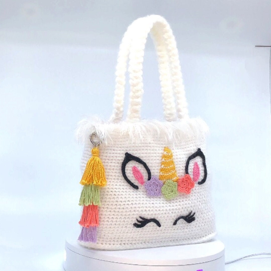 Sangrar Inyección cortar a tajos Unicorn handbag crochet pattern PDF. English USA - Etsy México