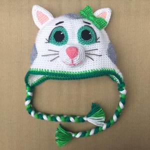 Kittycat hat crochet pattern PDF, Cat crochet pattern