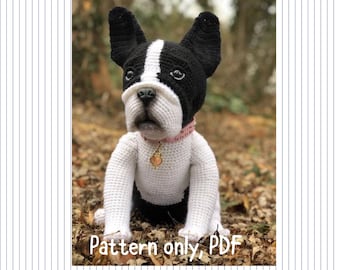 Wzór szydełkowy na buldoga francuskiego: pies amigurumi (wzór PDF)