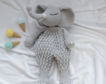Modèle de crochet de couverture de sécurité d'éléphant, modèle de crochet de jouet d'éléphant, éléphant d'amigurumi, modèle de crochet de couverture de sécurité