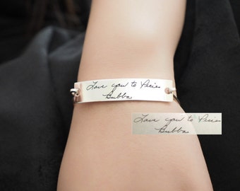 Custom Signature Bangle - Dainty Bar Bracelet - Actual Handwriting Bangle - Memorial Bangle - Personalized Jewelry - Bridesmaid Gifts