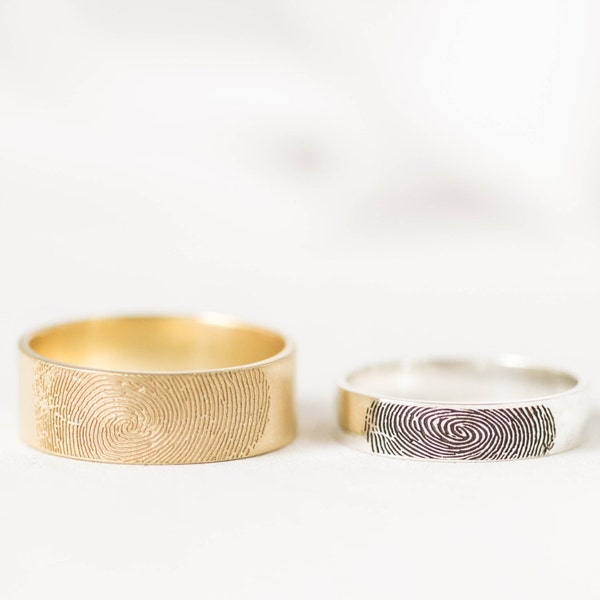 Fingerprint Band - Couples Fingerprint Rings - Personalized Fingerprint Jewelry - Wedding Band - Personalized Gift - Wedding Gift