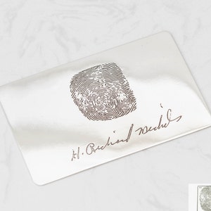 Portemonnee met vingerafdruk handschrift - gegraveerde portemonneekaart - insteekkaart handtekening vingerafdruk - cadeau voor hem - GESCHENK VADERDAG