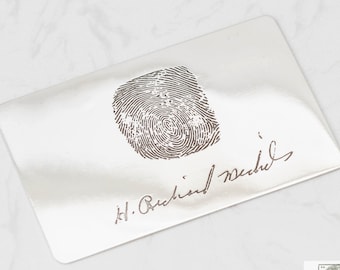 Fingerprint Handwriting Wallet Insert - Engraved Wallet Card - Signature Fingerprint Insert Card - Gift for Him - FATHERS DAY GIFT