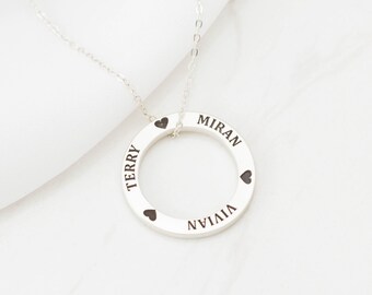 Family Circle Necklace - Custom Family Necklace - Personalized Minimalist Necklace - Custom Name Necklace - CHRISTMAS GIFTS