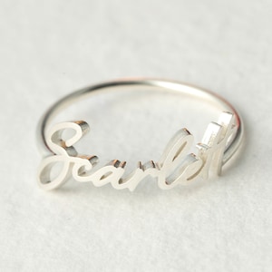 Dainty Name Ring Custom Name Ring Stackable Name Ring Personalized Name Jewelry in Sterling Silver Bridesmaids Gift Gift For Her image 1