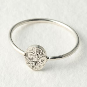 Actual Fingerprint Ring - Dainty Fingerprint Ring - Memorial Fingerprint Jewelry in Sterling Silver - Meaningful Christmas Gifts for Her