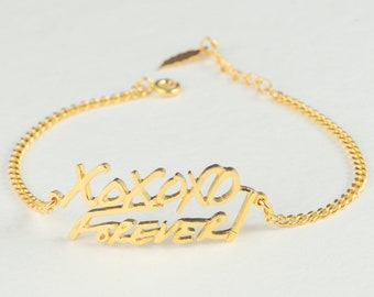 Bracelet d’écriture réel - Bracelet signature - Bijoux d’écriture en argent sterling - Cadeau commémoratif - Cadeau pour maman et grand-mère