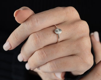 Dainty Fingerprint Ring - Actual Fingerprint Ring - Memorial Fingerprint Jewelry in Sterling Silver - Meaningful Gift for Mom and Sister