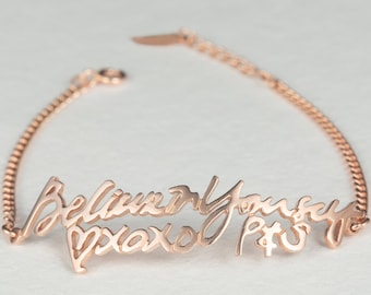 Handwriting Jewelry in Sterling Silver - Actual Handwriting Bracelet - Signature Bracelet - Memorial Gift - Gift For Mom