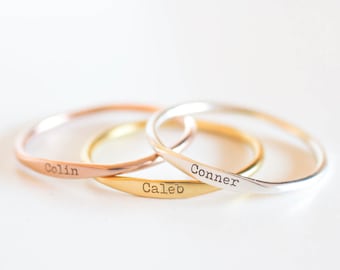 Dainty Stacking Rings - Custom Name Ring - Custom Initial Ring - Personalized Gift - Minimalist Jewelry - Gift for Her - MOTHERS GIFT