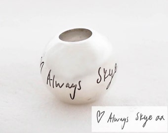 Actual Handwriting Charm - Custom Bead - Signature Charm in Sterling Silver - Handwriting Jewelry - Personalized Gift