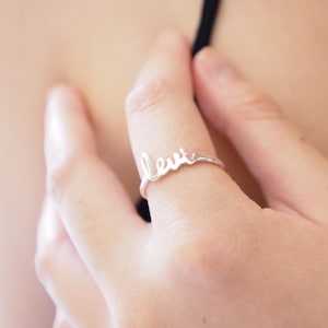 Personalized Name Ring - Custom Children Name Jewelry - Dainty Stacking Ring in Sterling Silver - Bridesmaid Gifts - New Mom Gift