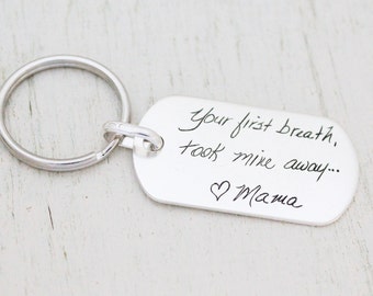 Memorial Signature Keychain - Handwriting Jewelry - Handwriting Keychain - Keepsake Jewelry - Father Gift - Gift for Him