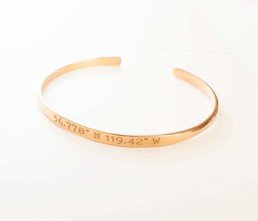 Personalized Adjustable Coordinates Bangle Custom - Etsy