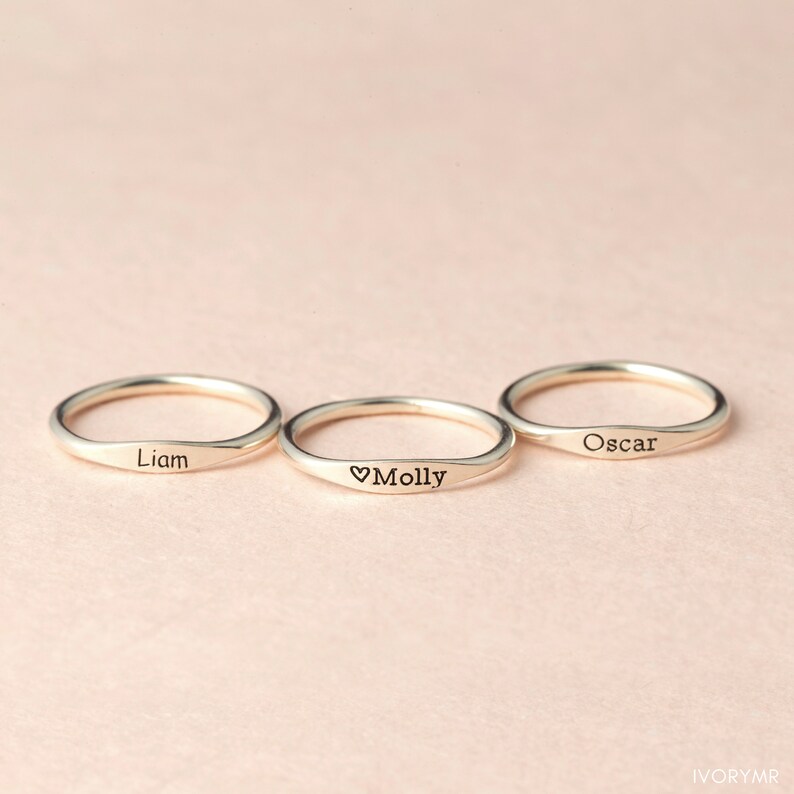 Skinny Name Ring Thin Stackable Name Rings Dainty Custom Name Jewelry in Sterling Silver Children's Name on Rings for Mom XMAS GIFTS image 5