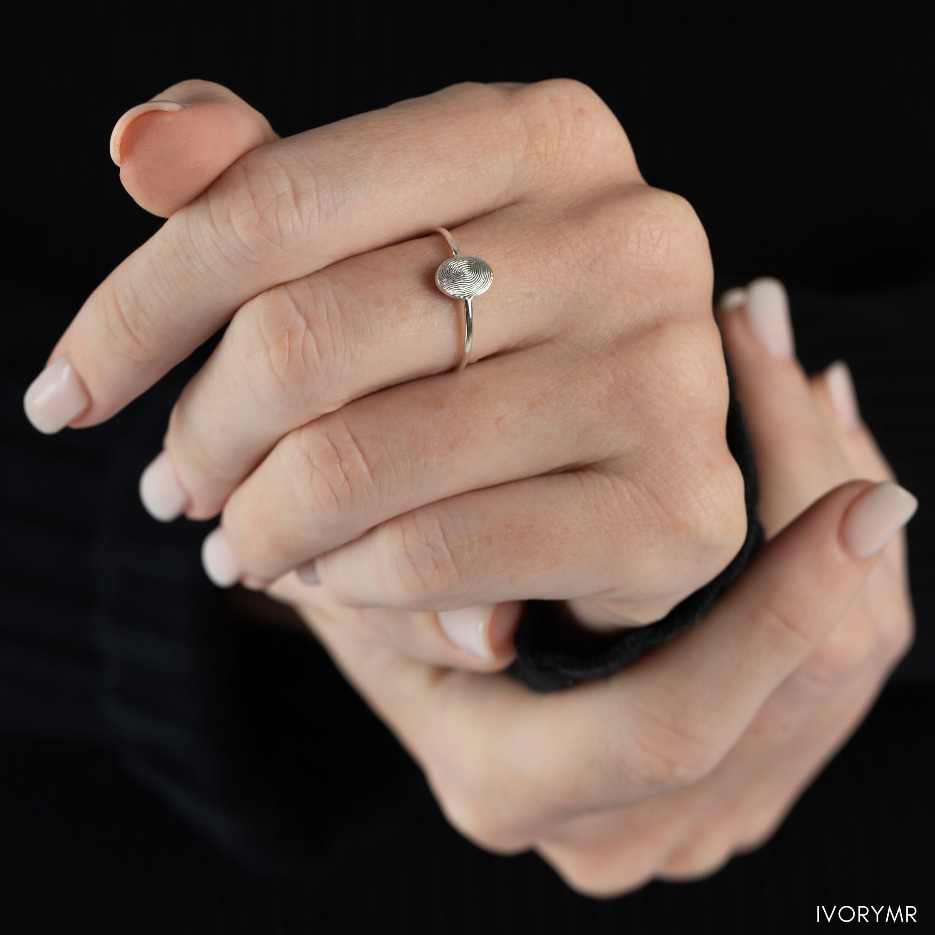 Dainty Fingerprint Ring - Actual Fingerprint Ring - Memorial Fingerprint Jewelry in Sterling Silver - Meaningful Gift for Mom and Sister