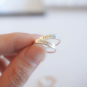 Dainty Bar Ring Stacking Ring Custom Name Pet Memorial Ring Mother's Gift Pet Lover Gift Gift for Her CHRISTMAS GIFTS image 3