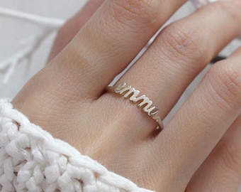 Dainty Name Ring - Stackable Name Ring - Custom Name Ring - Personalized Ring in Sterling Silver - Bridesmaid Gift - Gift For Her F43