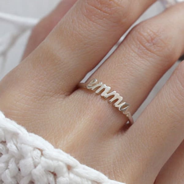 Dainty Name Ring - Stackable Name Ring - Custom Name Ring - Personalized Ring in Sterling Silver - Bridesmaid Gift - Gift For Her F43