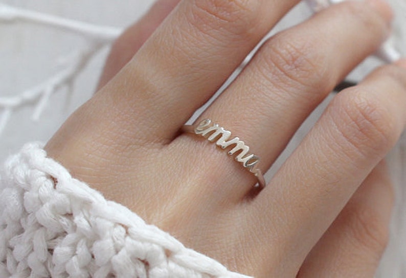 Dainty Name Ring - Stackable Name Ring - Custom Name Ring - Personalized Ring in Sterling Silver - Bridesmaid Gift - Gift For Her F43 