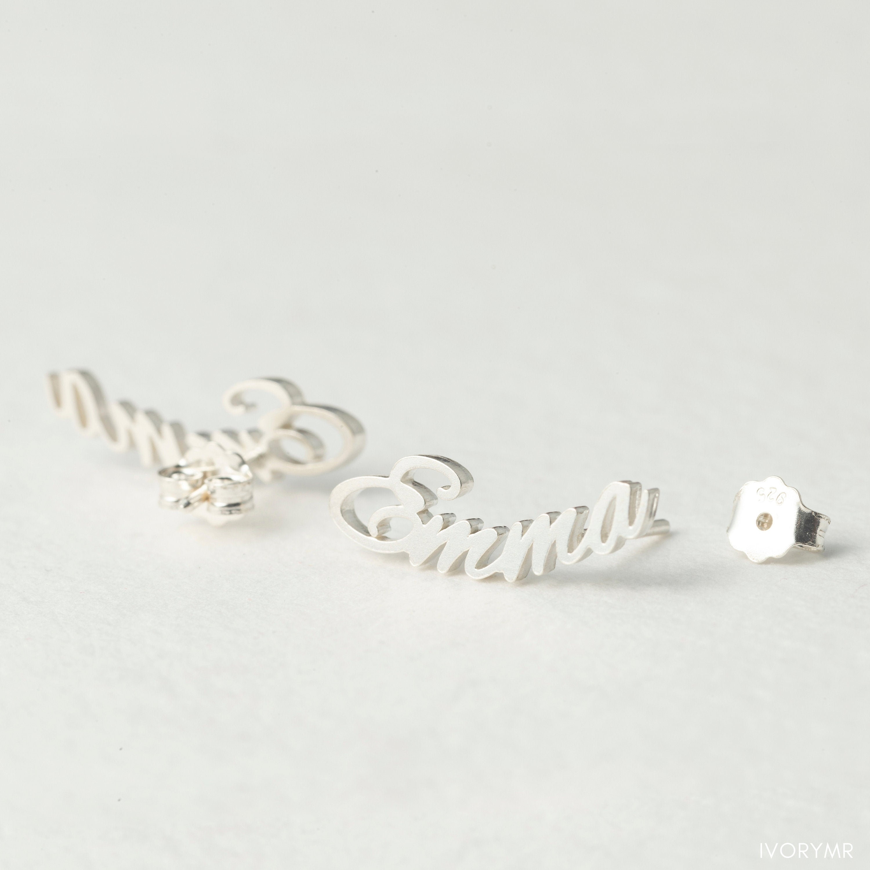 Custom Name Earrings Dainty Stud Earrings Personalized Etsy
