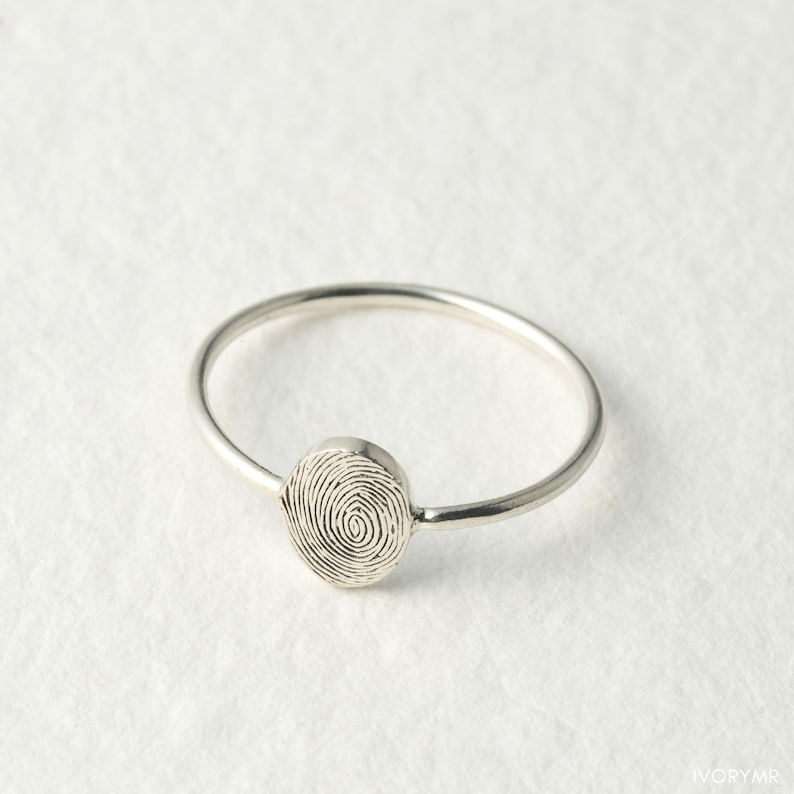 Dainty Fingerprint Ring Actual Fingerprint Ring Memorial Fingerprint Jewelry in Sterling Silver Meaningful Gift for Mom and Sister image 3