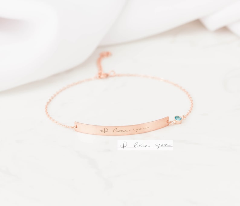 Custom Handwriting Bracelet - Actual Handwriting Jewelry - Memorial Engraved Bar Signature Bracelet - Handwriting Jewelry - Mothers Day Gift 