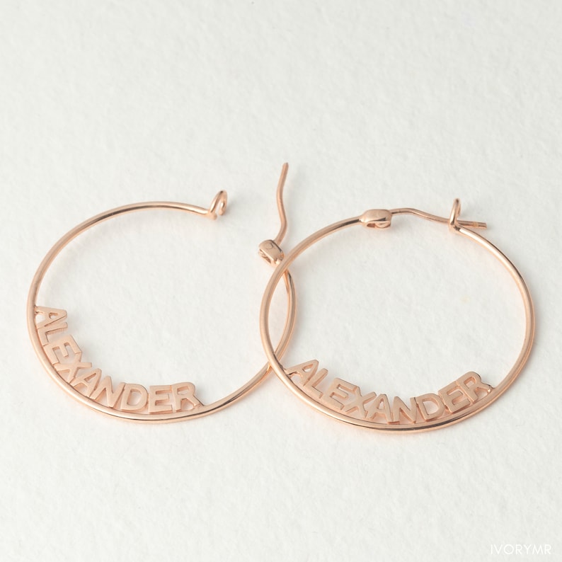 Custom Hoop Earrings Name Hoop Earrings Custom Name Etsy
