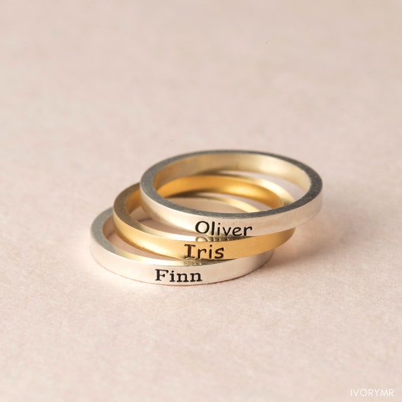 Skinny personalized cheap name ring