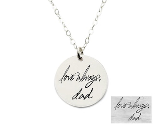 Signature Disk Necklace - Actual Handwriting Disk Necklace - Name Necklace - Memorial Disk Necklace - Sympathy Gift