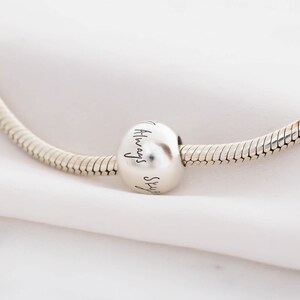 Actual Handwriting Charm Custom Bead Signature Charm in Sterling Silver Handwriting Jewelry Personalized Gift image 2