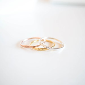 Skinny Stackable Ring Custom Name Ring Sterling Silver Ring Initial Ring Custom Name Ring Baby NameRings Gift for Mom image 2